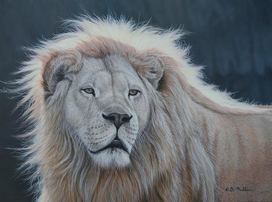 900x669 The White Lion Painting By Darin Miller - White Lion Painting