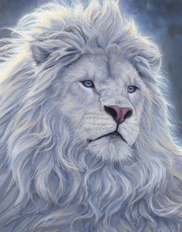 707x900 White Lion Painting By Lucie Bilodeau - White Lion Painting