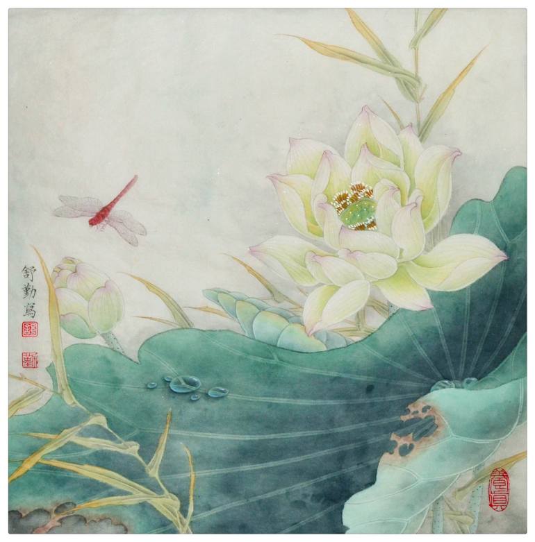 770x781 Saatchi Art White Lotus Flower Clean As Water - White Lotus Flower Painting