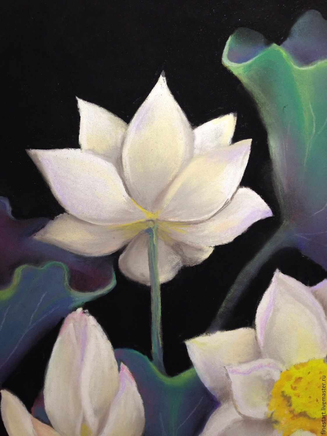 1125x1500 Lotus Pastel Painting Flowers White Shop Online On Livemaster - White Lotus Flower Painting