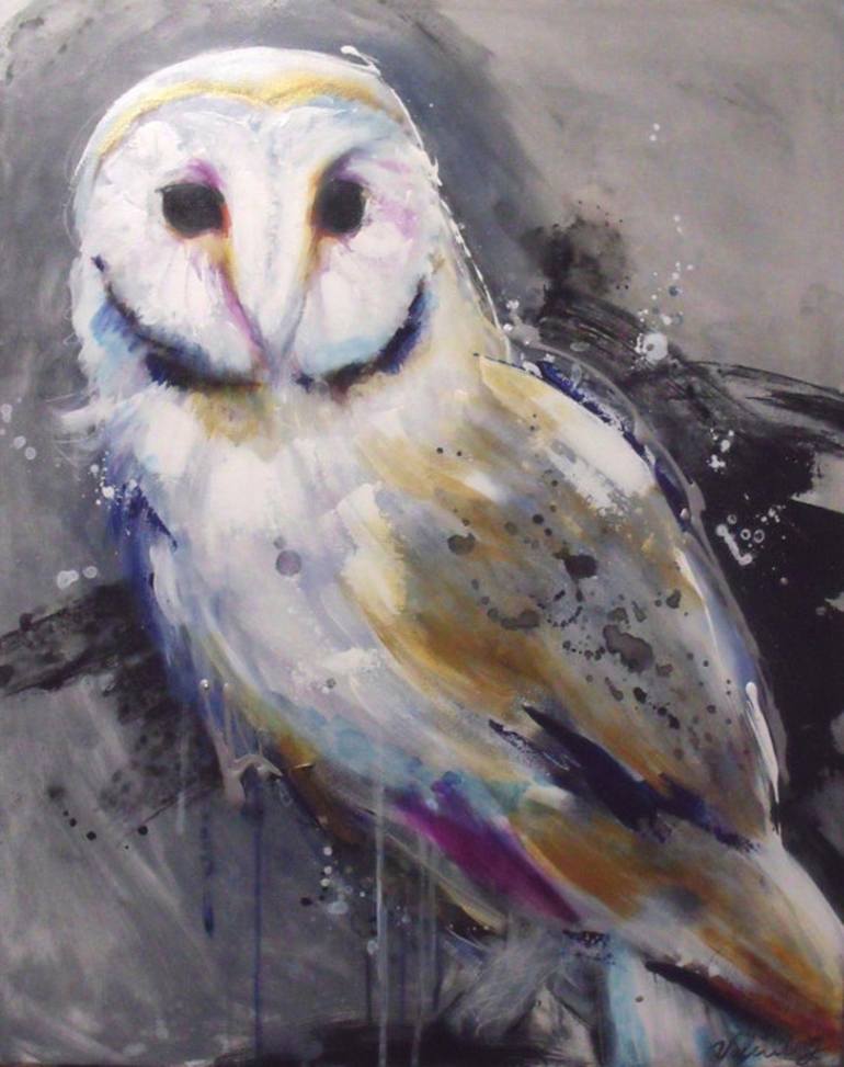 770x973 Saatchi Art White Owl Painting By Gilbert - White Owl Painting