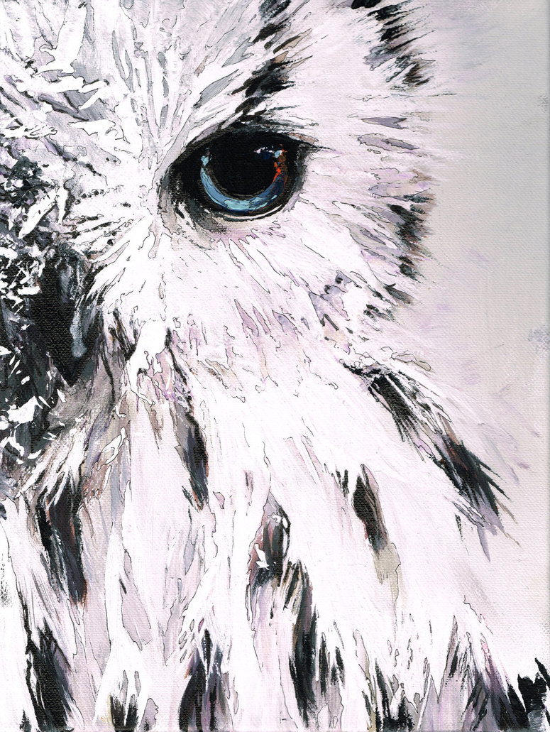 775x1031 Snow Bark Owl By Meiphon - White Owl Painting