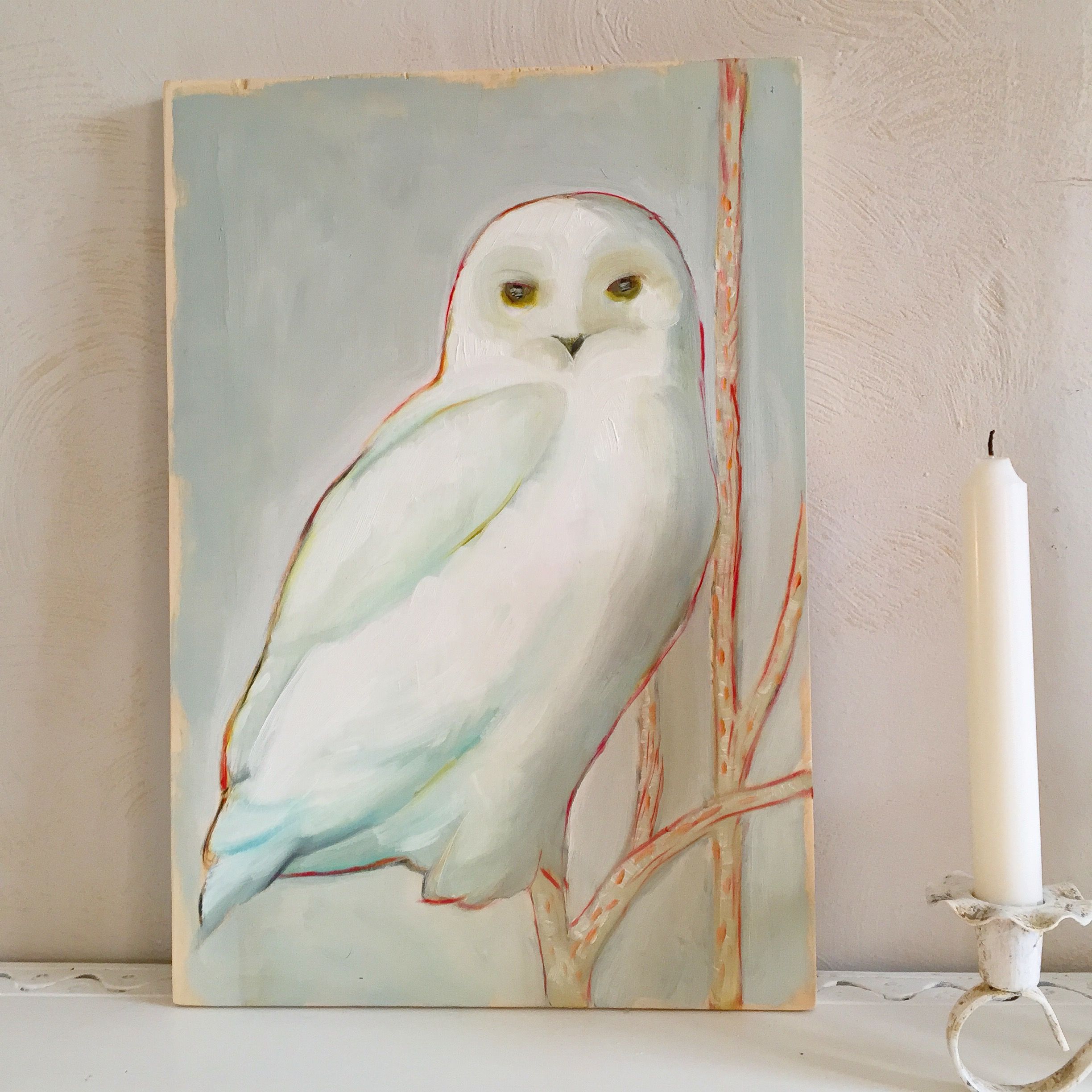2448x2448 White Owl. Oil On Reclaimed Board. Colette Cosentino, Artist - White Owl Painting