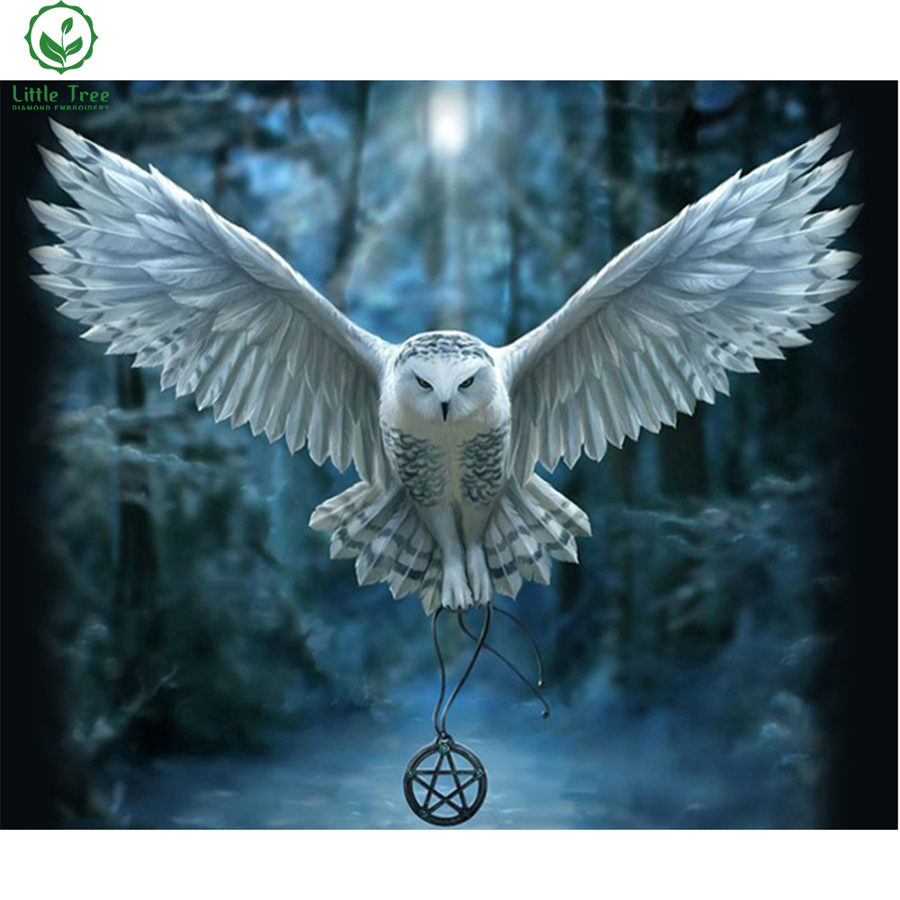 1000x1000 Square Stone Diy 5d Diamond Painting Flying White Owl Home - White Owl Painting