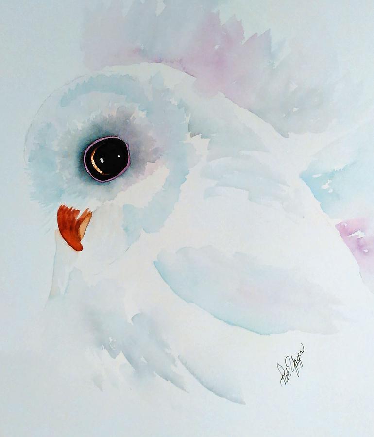 770x900 Li'L White Owl Painting By Pat Yager - White Owl Painting