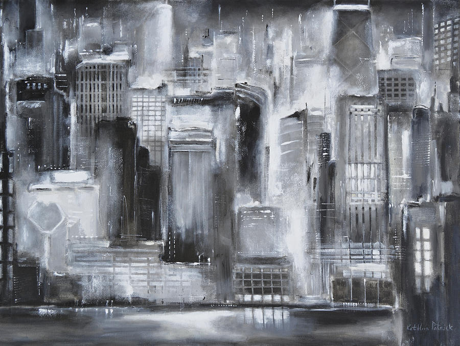 900x678 Evening In Chicago - White Painting