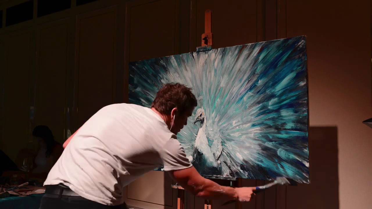 1280x720 Shakey Live White Peacock Painting Timelapse - White Peacock Painting