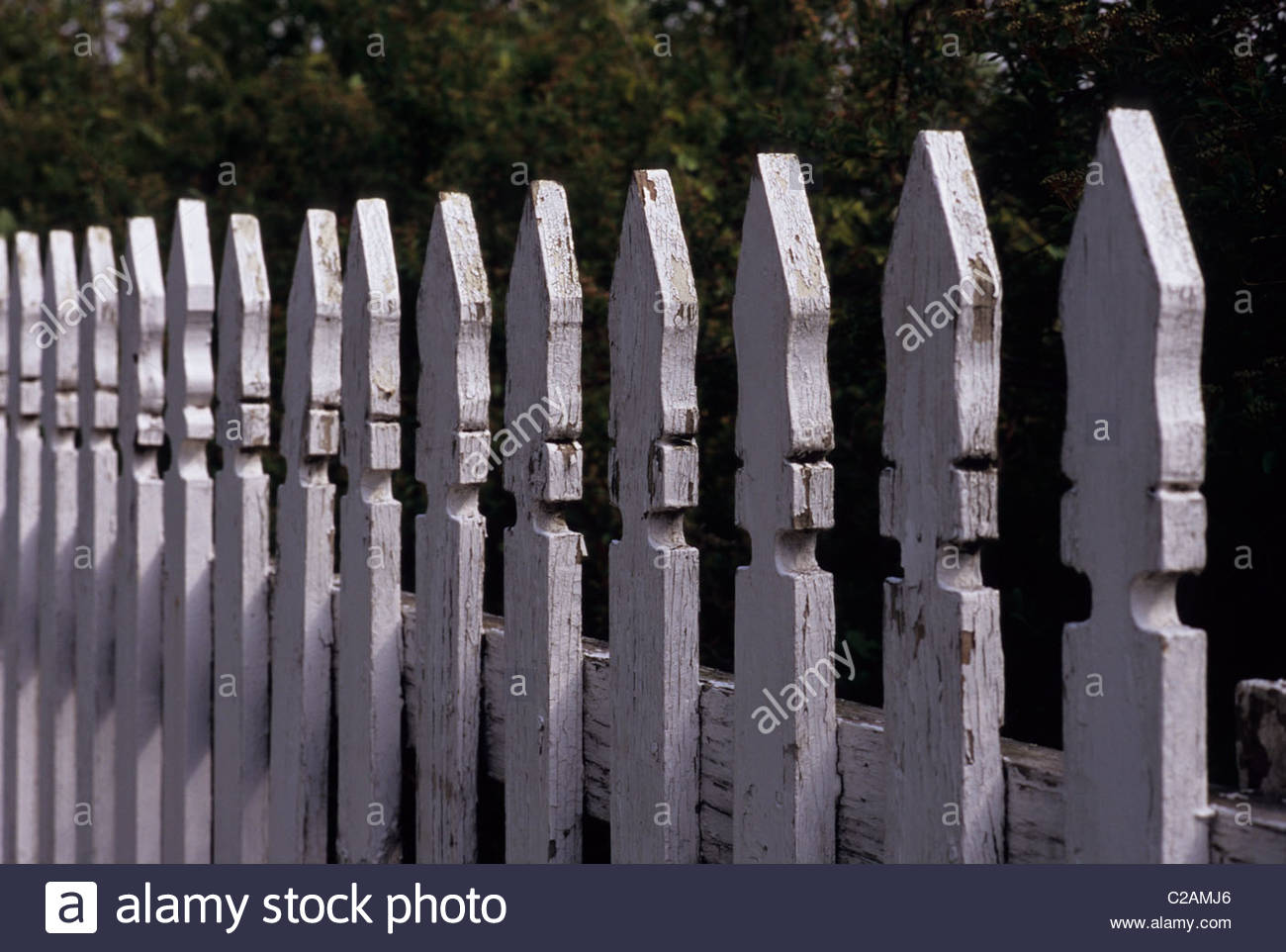 1300x962 Paint Is Peeling From The Slats Of A White Picket Fence Stock - White Picket Fence Painting