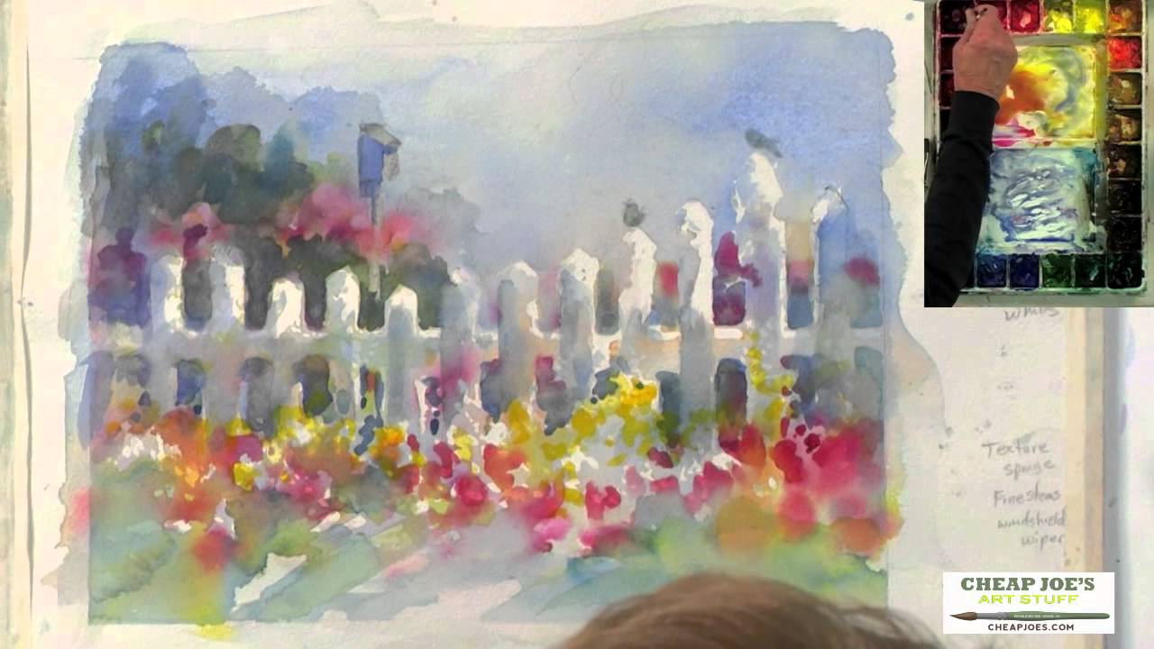 1280x720 Watercolor Techniques With Judy Rider - White Picket Fence Painting