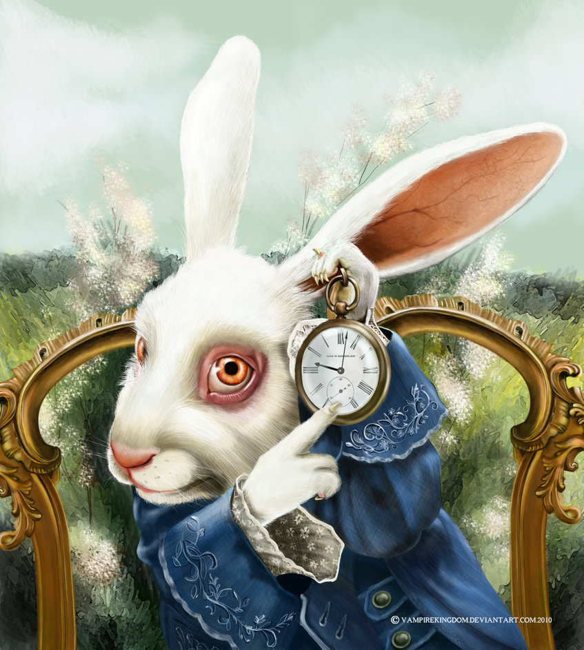 847x943 The White Rabbit By Vampirekingdom - White Rabbit Painting