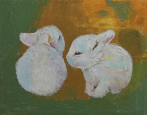300x235 White Rabbit Paintings Fine Art America - White Rabbit Painting