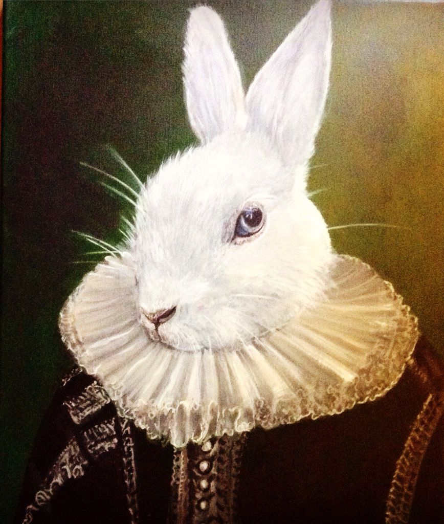 868x1024 White Rabbit Painting Oil On Canvas Prizmatapaint - White Rabbit Painting