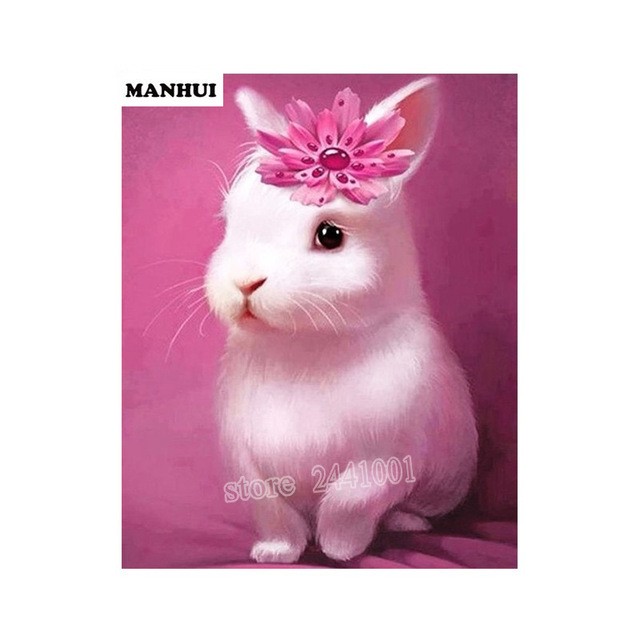 640x640 Diy Cute White Rabbit Diamond Embroidery Diamond Painting Cross - White Rabbit Painting