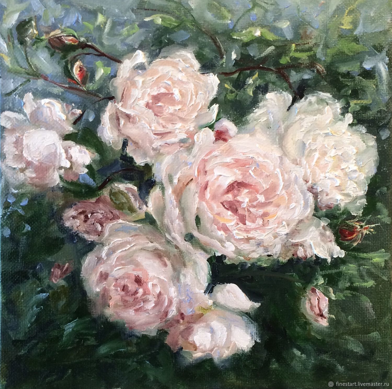 1500x1488 Oil Painting, White Rose Painting Shop Online On Livemaster - White Rose Oil Painting