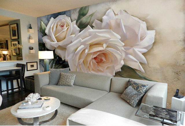 640x435 Online Shop Custom 3d Large Mural,beautiful White Rose Oil - White Rose Oil Painting