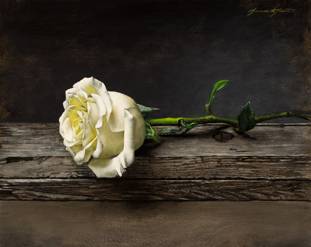 1024x812 White Rose - White Rose Oil Painting