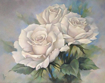 340x270 Flower Oil Painting Etsy - White Rose Oil Painting