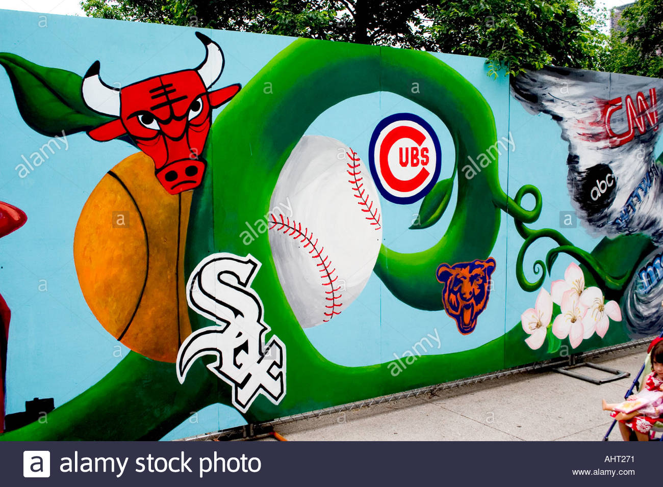 1300x956 Street Art Work Of Chicago Sports Teams Cubs White Sox Bulls - White Sox Painting