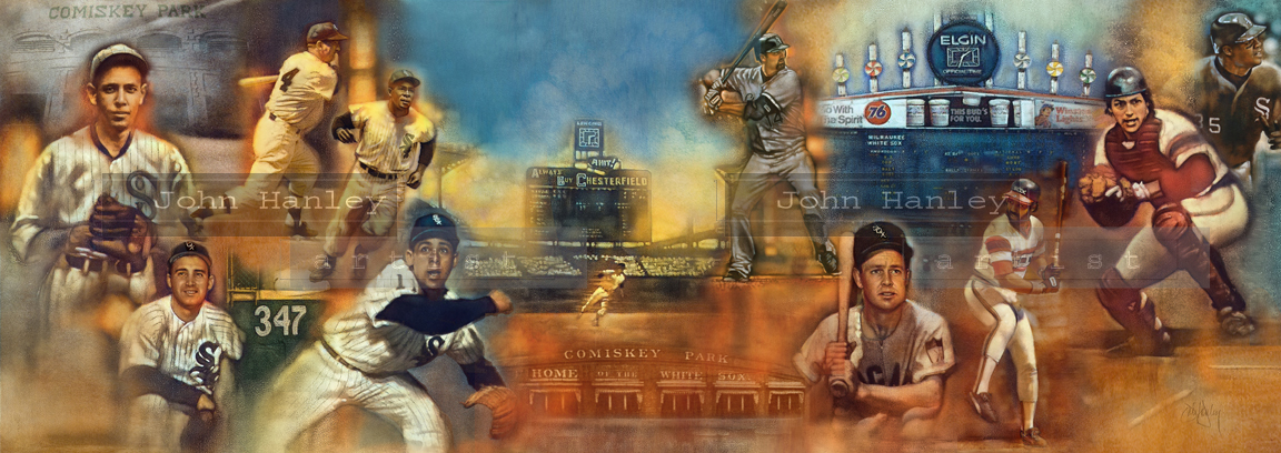1152x408 White Sox Legends John Hanley Artist - White Sox Painting
