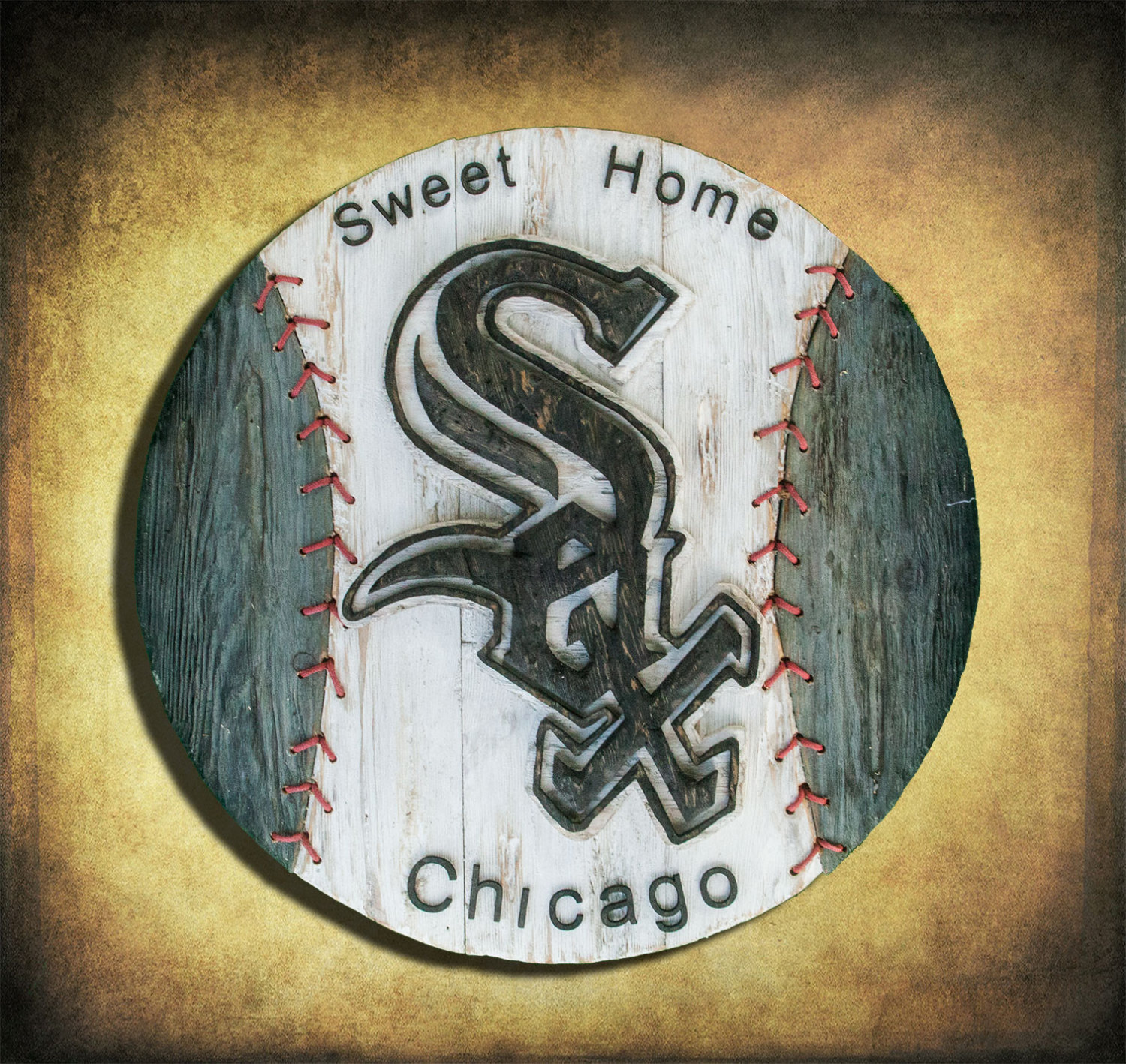 1500x1418 Chicago White Sox Handmade Distressed Wood Sign, Vintage, Art - White Sox Painting