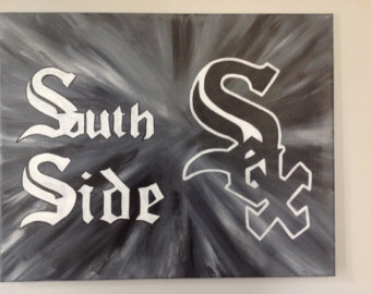 340x270 Chicago White Sox Heartbeat 12x24 Canvas Painting - White Sox Painting