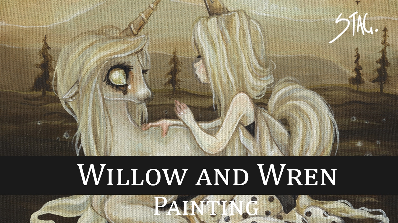 1280x720 Unicorn Acrylic Fantasy Lowbrow Painting By Artist White Stag - White Stag Painting