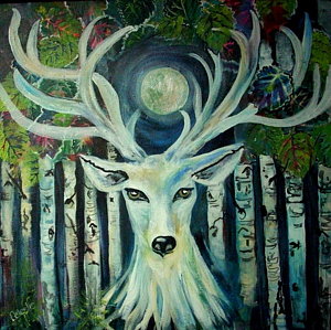 300x299 White Stag Paintings - White Stag Painting