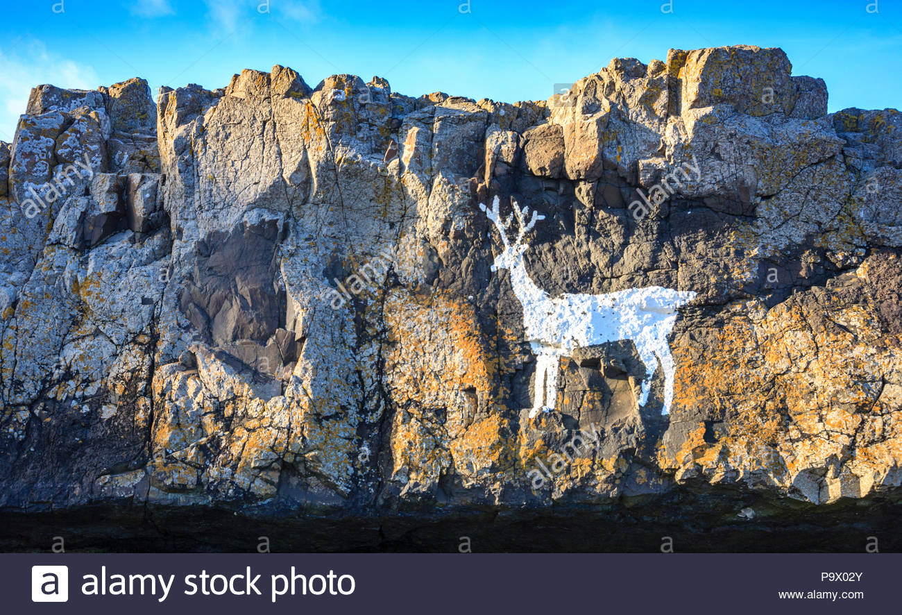 1300x886 White Stag Rock Painting, Stag Rocks, Bamburgh, Northumberland - White Stag Painting