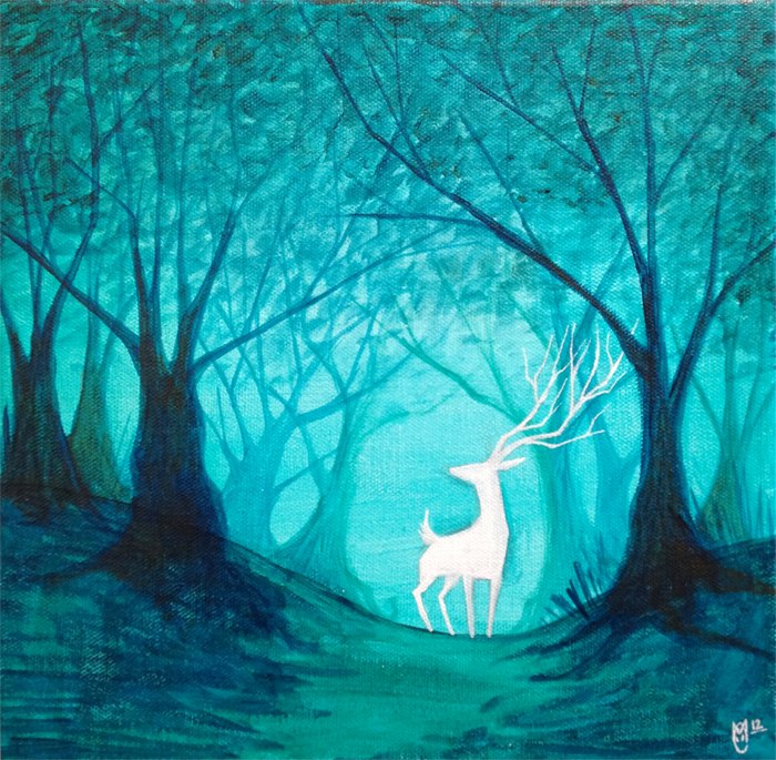 700x685 White Stag By Angrypotato - White Stag Painting