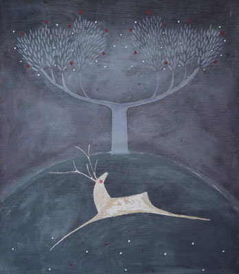348x400 White Stag By Beccy Marshall - White Stag Painting