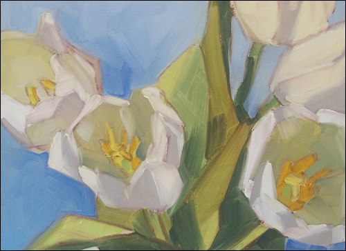 500x364 How To Paint White Tulips In Oil - White Tulip Painting