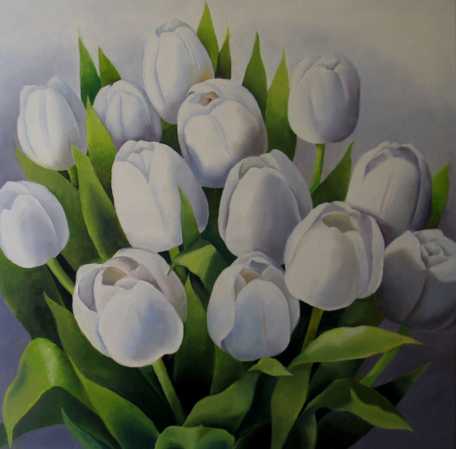 1600x1576 Nel's Everyday Painting White Tulips - White Tulip Painting
