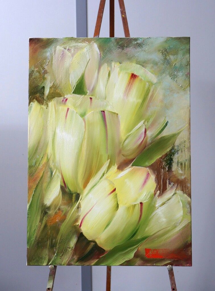 756x1024 Pin By Basiak On Natura Malowana Tulip Painting - White Tulip Painting