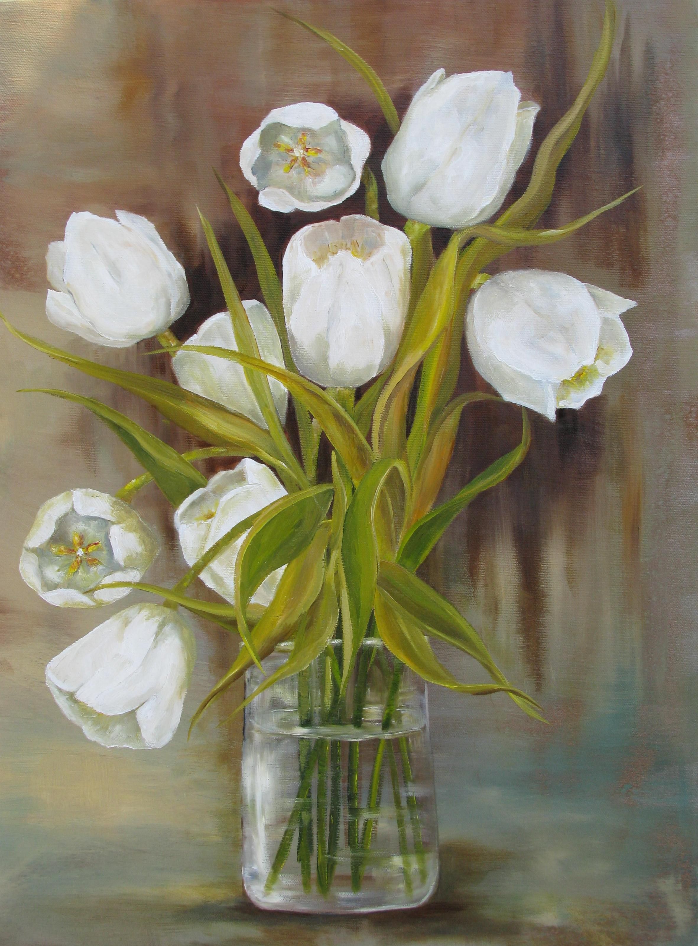 2362x3200 White Tulips.jpg Paintings - White Tulip Painting