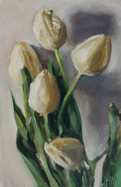 399x618 Daily Paintings White Tulips Postcard From Provence - White Tulip Painting