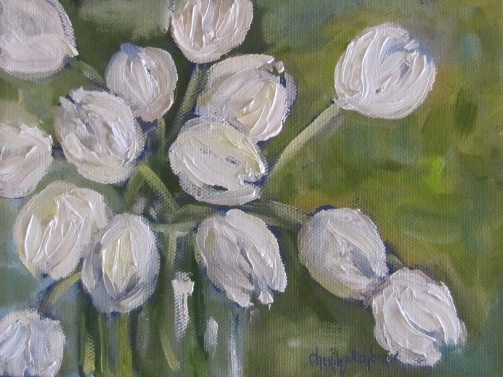1000x749 Dancing Brush - White Tulip Painting