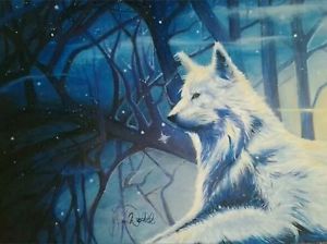 300x224 White Wolf Winter Snow Theme Office Home Decor Large Painting Ebay - White Wolf Painting