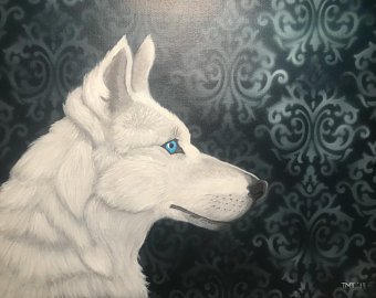 340x270 White Wolf Painting Etsy - White Wolf Painting