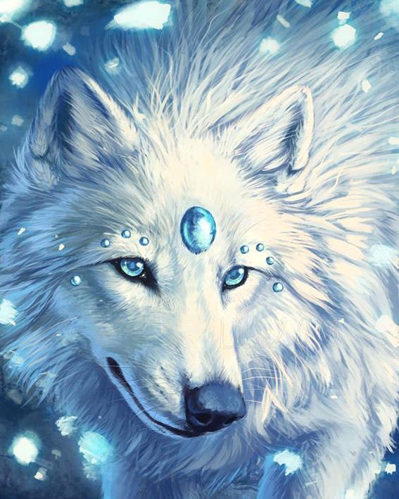 567x709 2018 White Wolf Diy Diamond Painting Embroidery 5d Cross Stitch - White Wolf Painting
