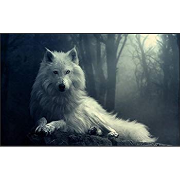 350x350 Van Eyck White Wolf Oil Painting Prints On Canvas - White Wolf Painting