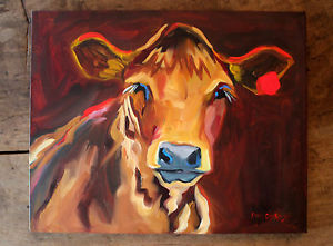 300x221 Happy Original Cow Painting By Diane Whitehead Ebay - Whitehead Painting