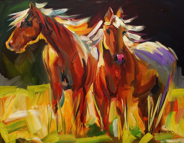 600x467 Two Horse Town By Diane Whitehead Painting - Whitehead Painting