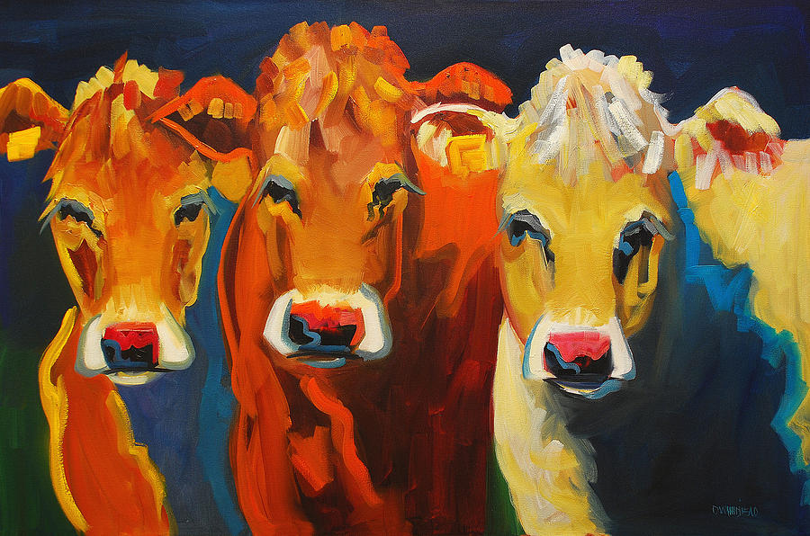 900x596 Us Three Cows Painting By Diane Whitehead - Whitehead Painting