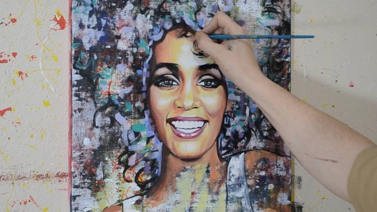 1280x720 Painting A Portrait Of Whitney Houston - Whitney Houston Painting