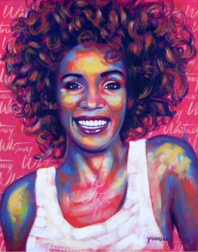 393x500 Acrylic Paintings Whitney Houston By The.art.of Muhammad Yungai - Whitney Houston Painting