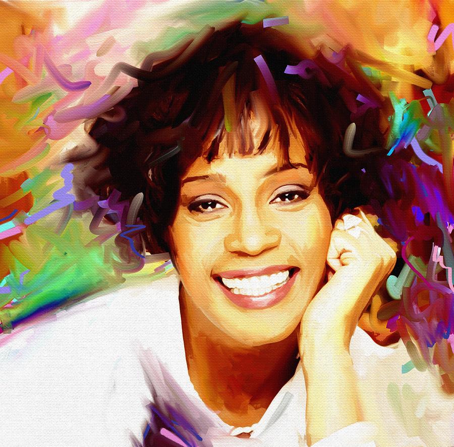 900x887 Whitney Houston Painting By Bogdan Floridana Oana - Whitney Houston Painting