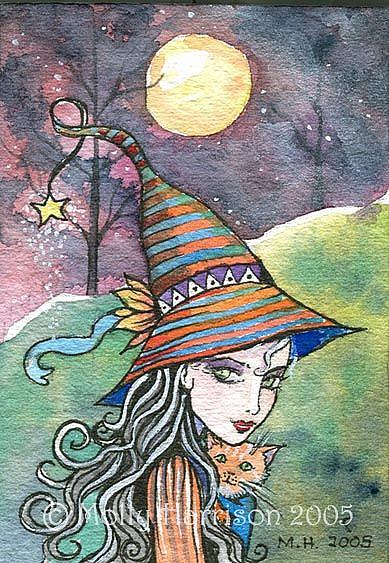 389x563 Little Wiccan Spirit Aceo - Wiccan Painting