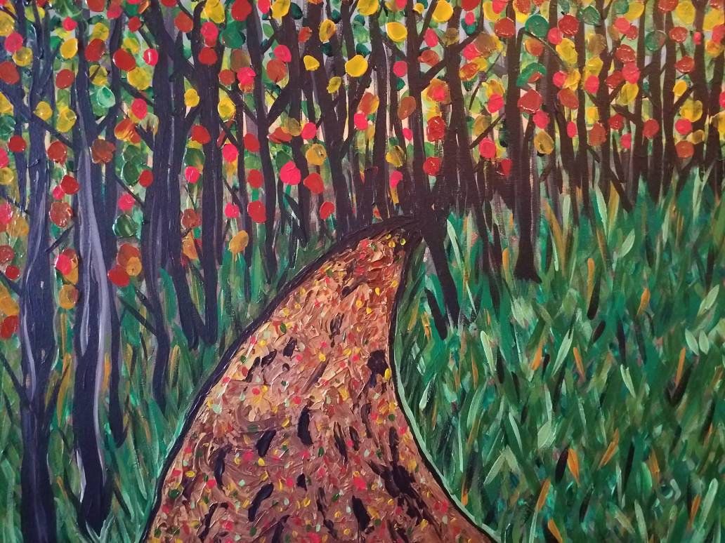 1032x774 Vivid Forest, Acrylic Painting On Stretched Canvas, 20 Wide X 16 - Wide Painting