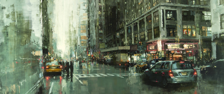 748x316 Ultra Wide, Painting, Artwork, Cityscape, City Wallpapers Hd - Wide Painting