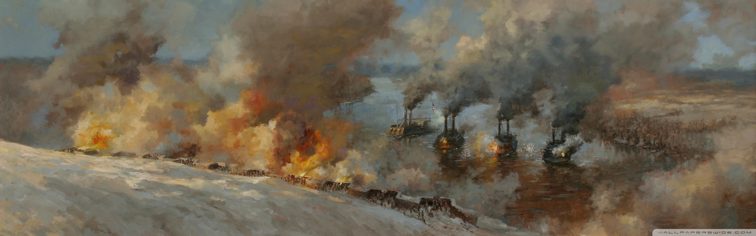 2880x900 Battlefield Painting 4k Hd Desktop Wallpaper For 4k Ultra Hd Tv - Wide Painting